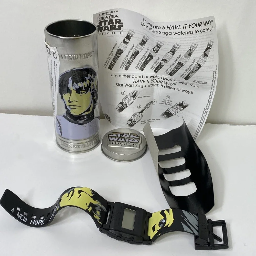 Star Wars Collector Tin Cans Set of 4 Darth Maul Obi-Wan Luke Skywalker Watch